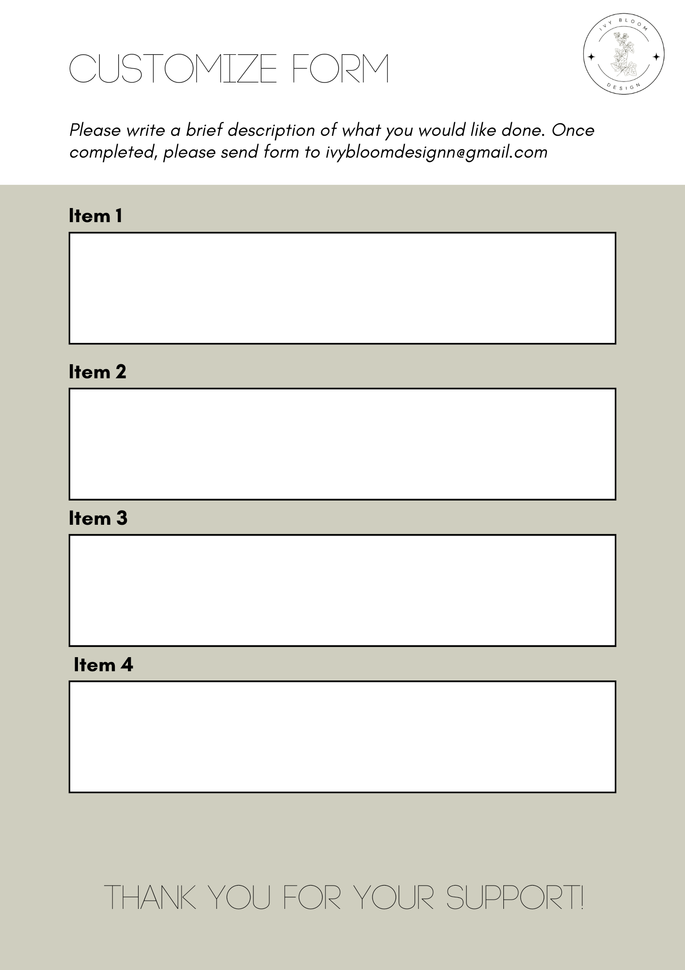 Custom Order Form